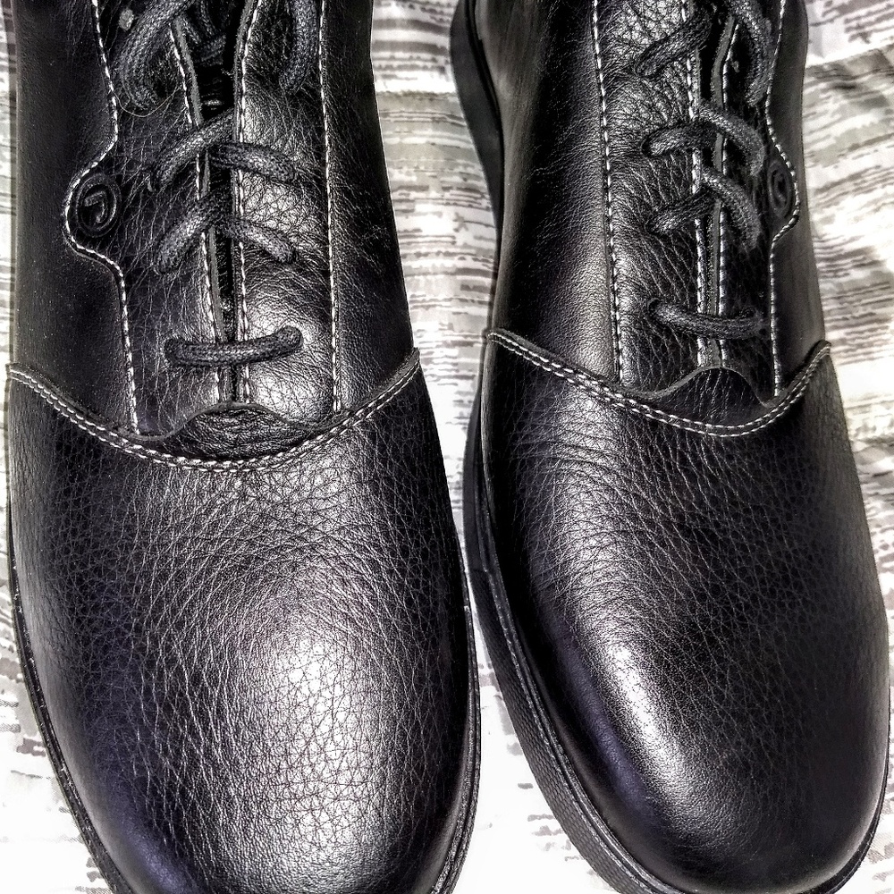 NEW Men Rockport shoes12 Black leather Adidas Soles DISCOUNT SHIPPING!!